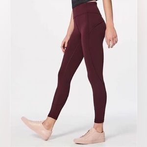 Lululemon In Movement Tights 25” inseam 4 Maroon